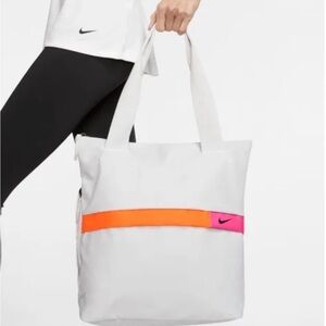 Nike Radiate Sunrise Training Tote Bag in White Carryall Orange Pink